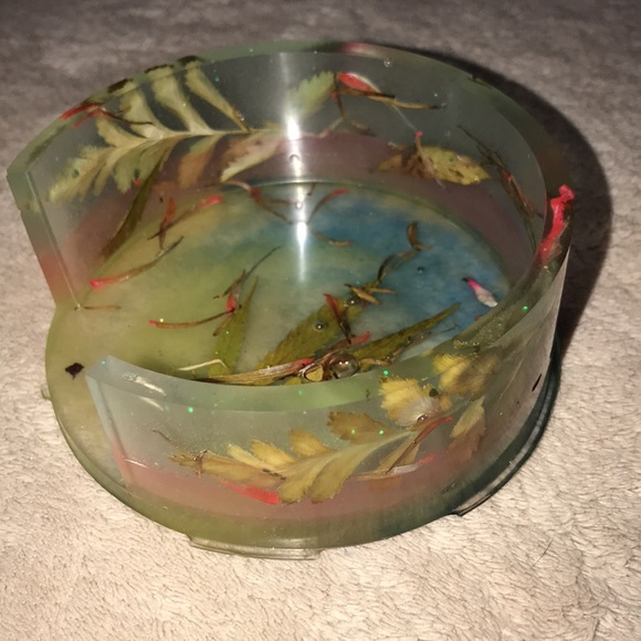Epoxy resin coaster holder multi colored with petals and leaves 🍃 New - Picture 6 of 8